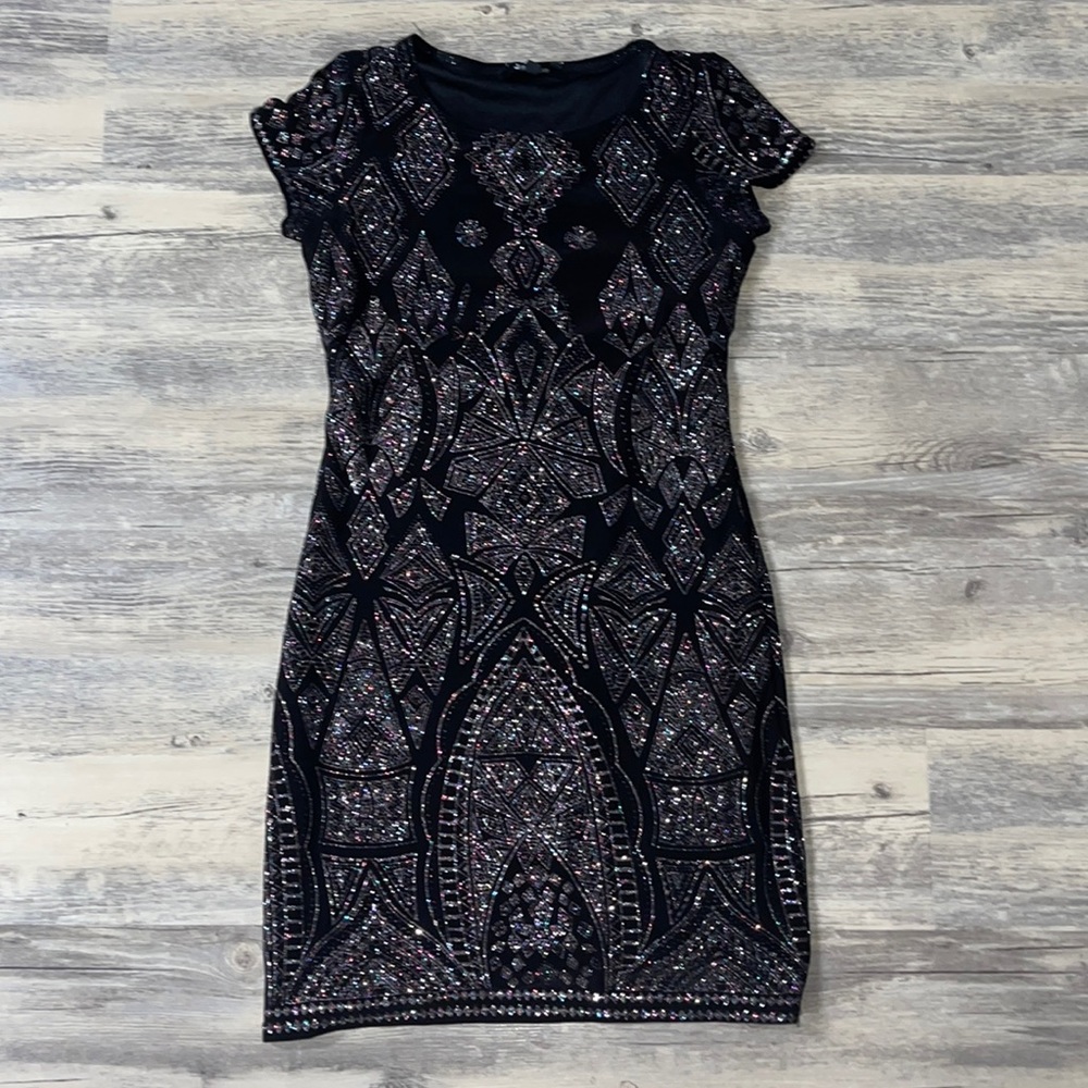Sparkly black mini dress
